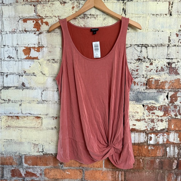 torrid Tops - Torrid Dusty Rose Twist Front Tank Top